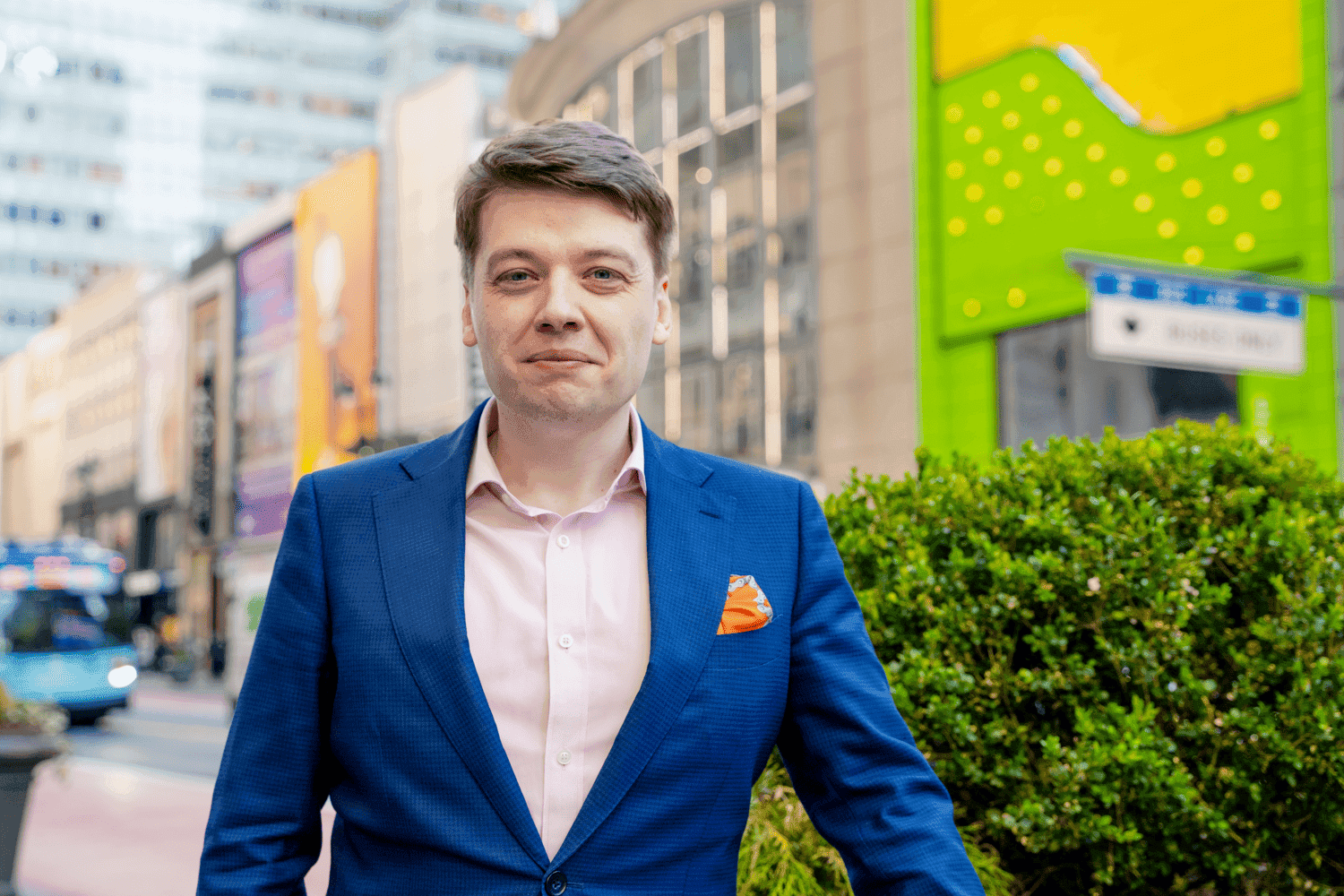 Jordan Greenaway. founder of Findwell, standing outdoors in London.