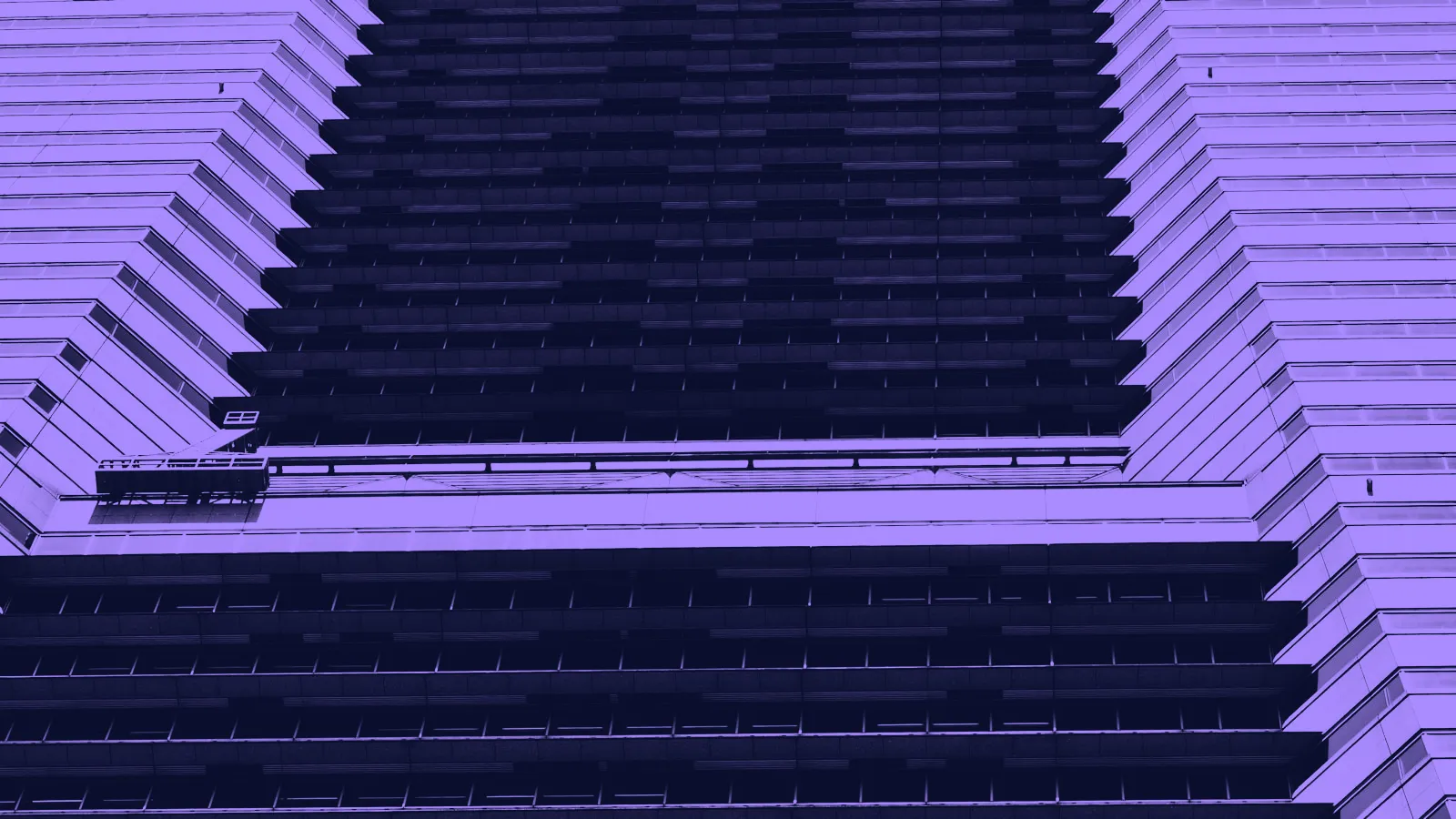 The repeating horizontal lines of a modern building facade